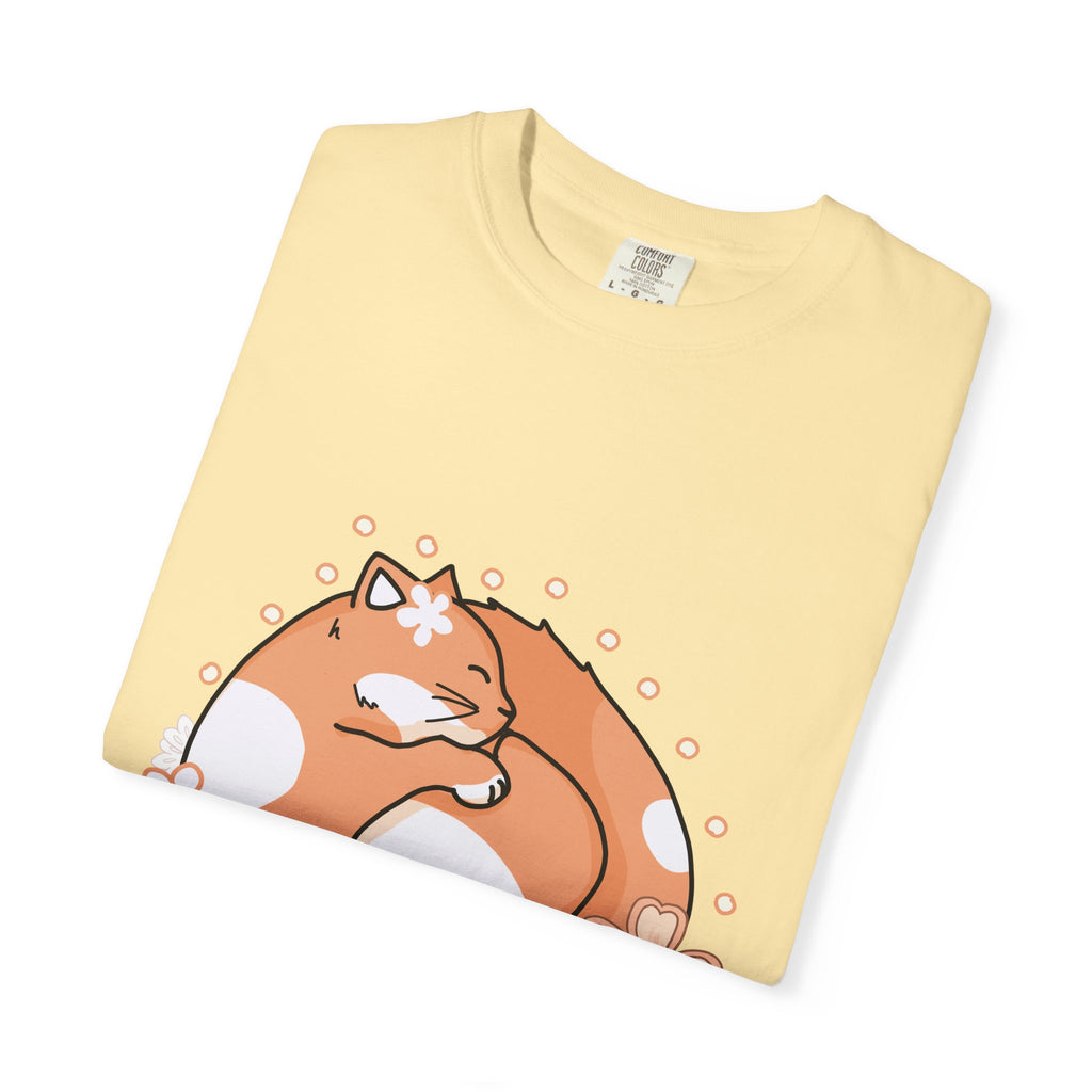Cozy Cat Floral T-Shirt, Relaxed Vibes Shirt for Cat Lovers, Ideal Gift for Birthdays, Casual Wear, Everyday Comfort