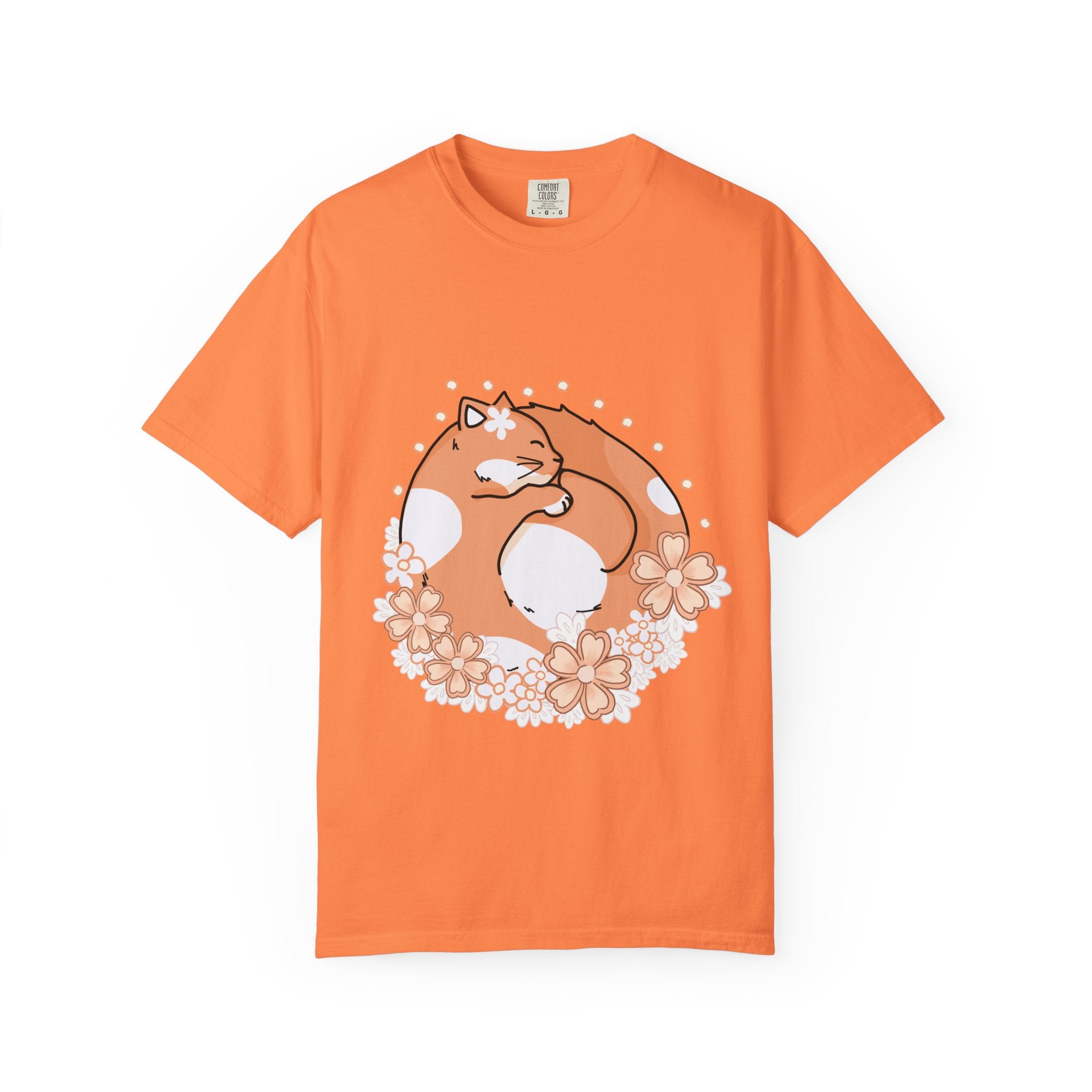 Cozy Cat Floral T-Shirt, Relaxed Vibes Shirt for Cat Lovers, Ideal Gift for Birthdays, Casual Wear, Everyday Comfort