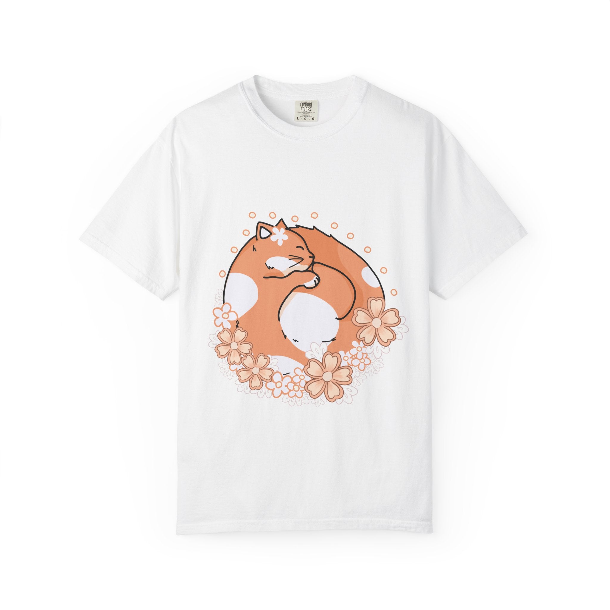 Cozy Cat Floral T-Shirt, Relaxed Vibes Shirt for Cat Lovers, Ideal Gift for Birthdays, Casual Wear, Everyday Comfort