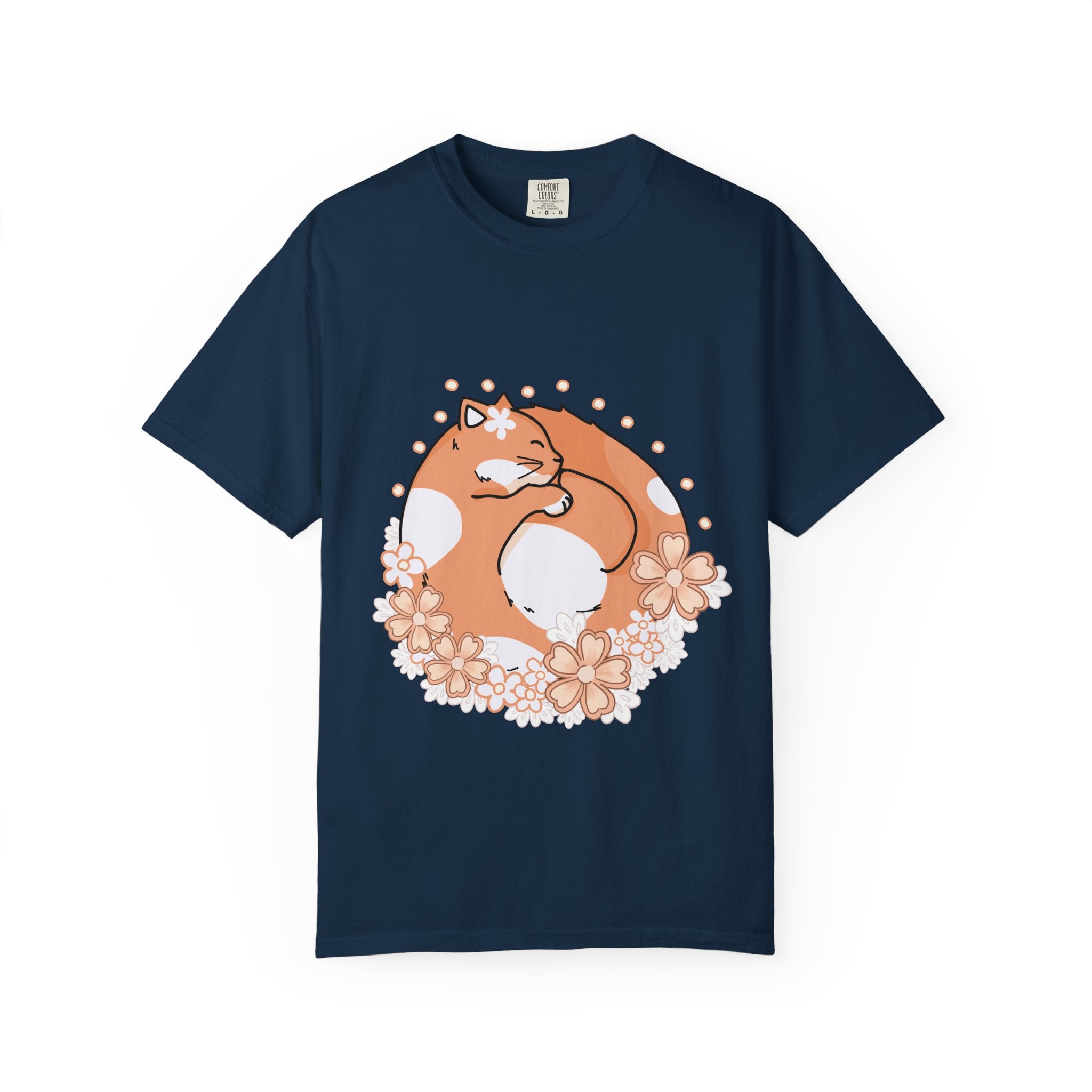 Cozy Cat Floral T-Shirt, Relaxed Vibes Shirt for Cat Lovers, Ideal Gift for Birthdays, Casual Wear, Everyday Comfort
