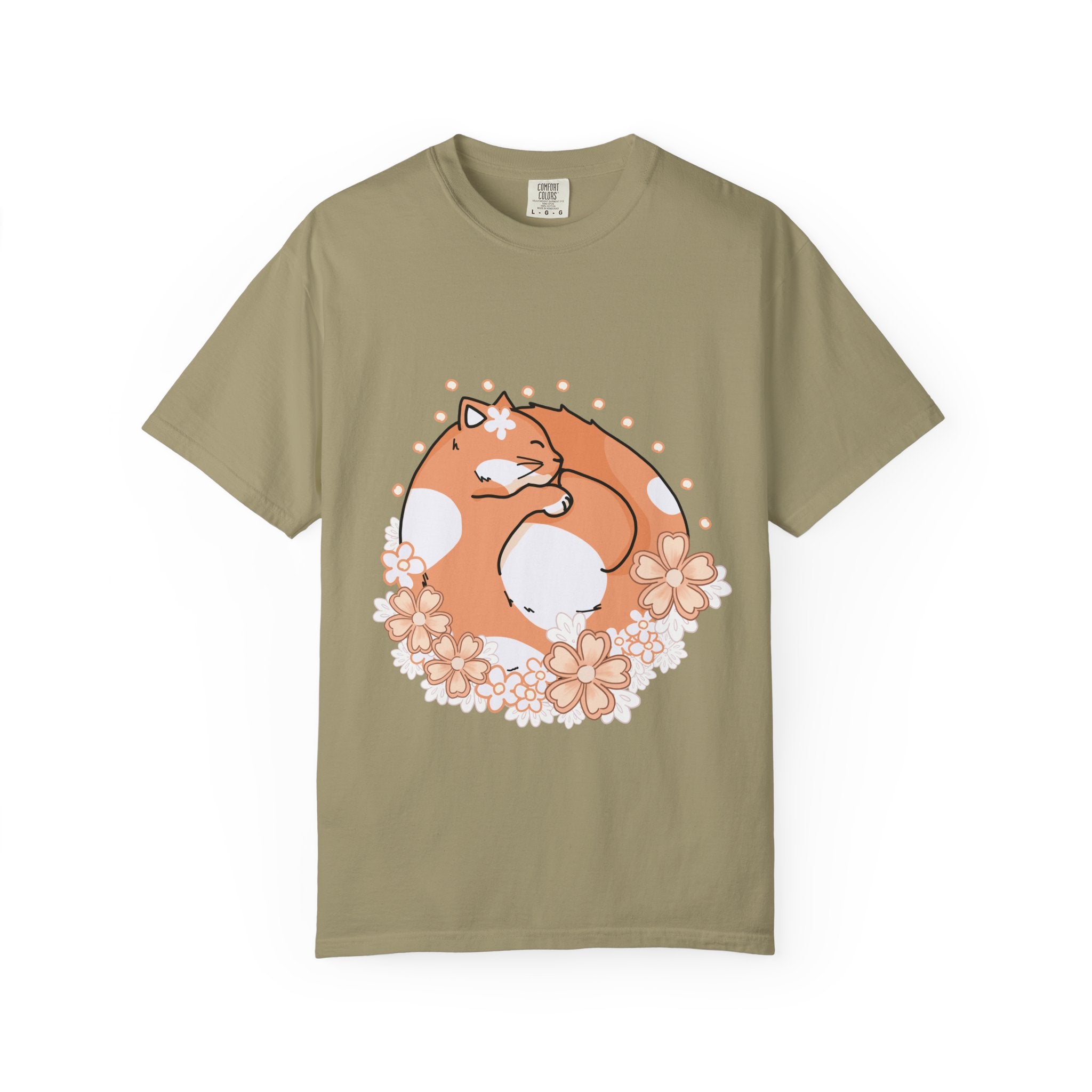 Cozy Cat Floral T-Shirt, Relaxed Vibes Shirt for Cat Lovers, Ideal Gift for Birthdays, Casual Wear, Everyday Comfort