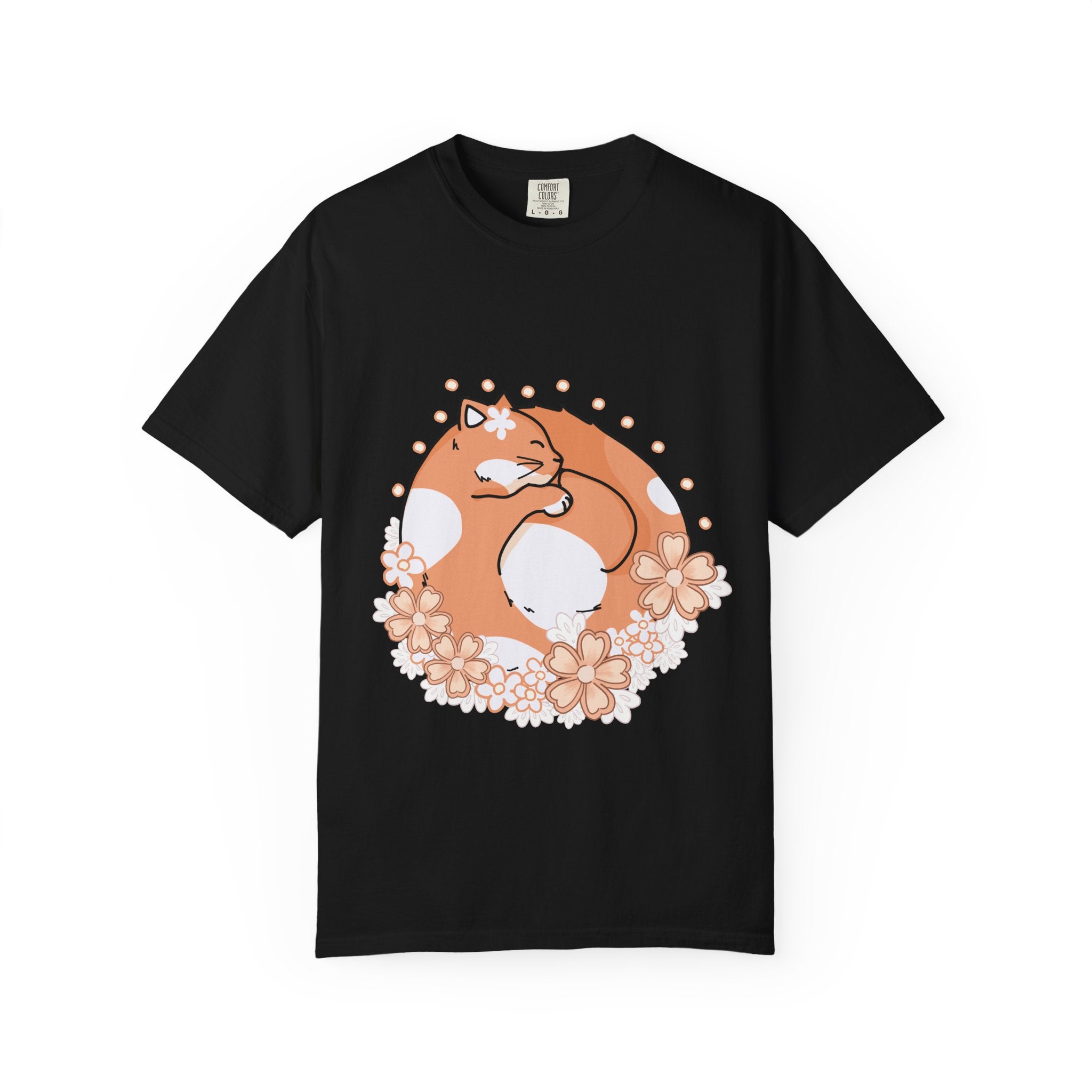 Cozy Cat Floral T-Shirt, Relaxed Vibes Shirt for Cat Lovers, Ideal Gift for Birthdays, Casual Wear, Everyday Comfort