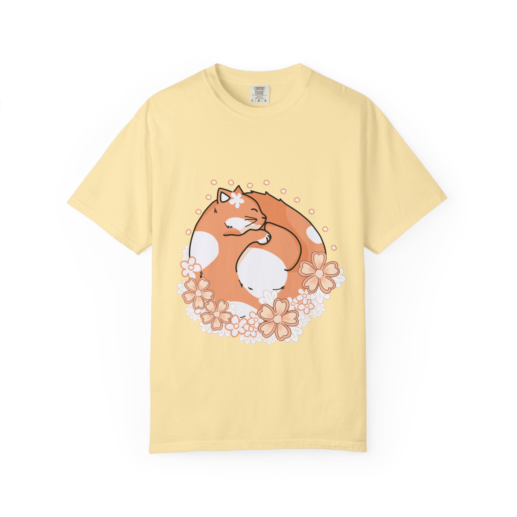 Cozy Cat Floral T-Shirt, Relaxed Vibes Shirt for Cat Lovers, Ideal Gift for Birthdays, Casual Wear, Everyday Comfort