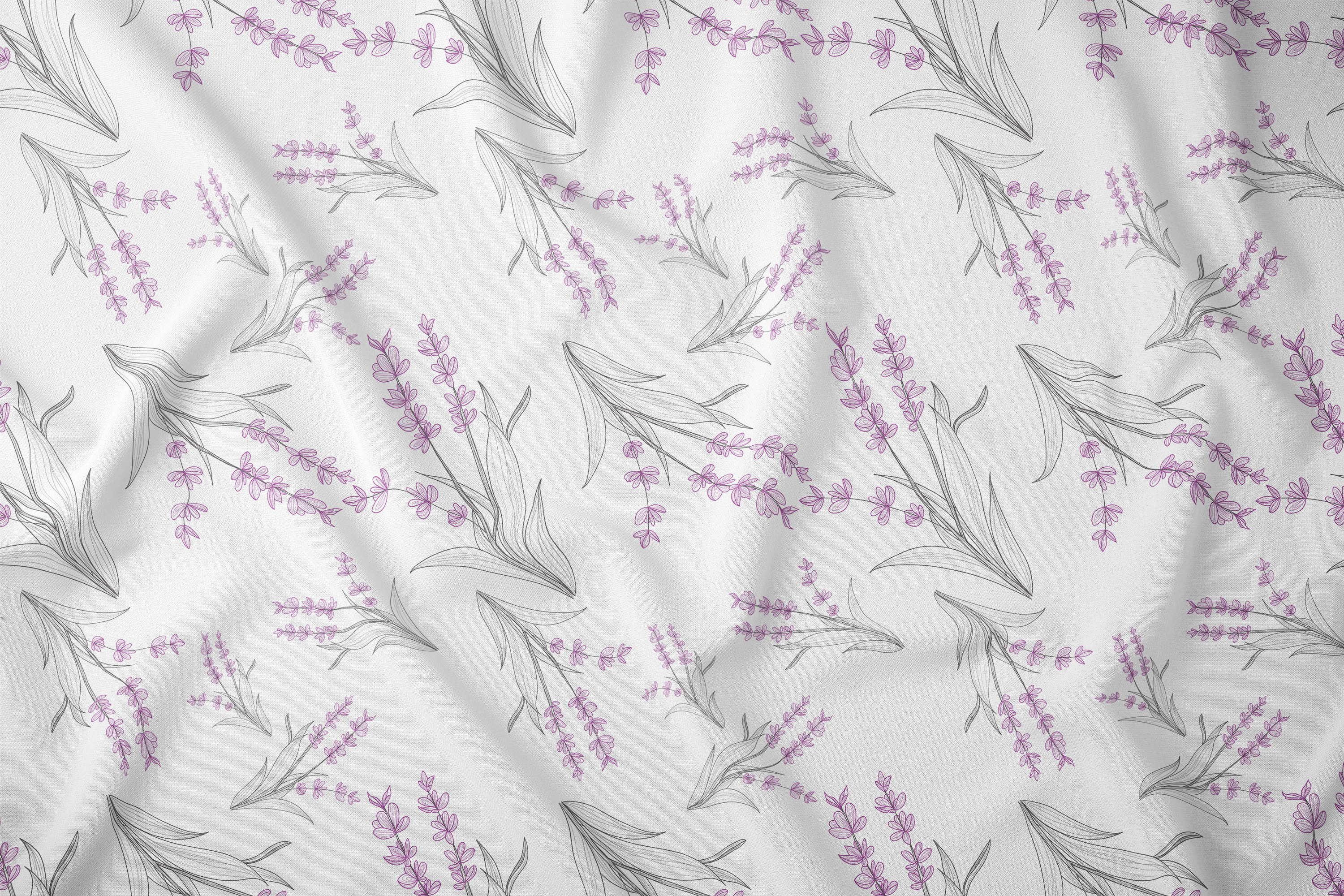 Lavender Floral Seamless Pattern Set | Purple Botanical Gingham | 300 DPI 12" x 12" | DIGITAL ONLY