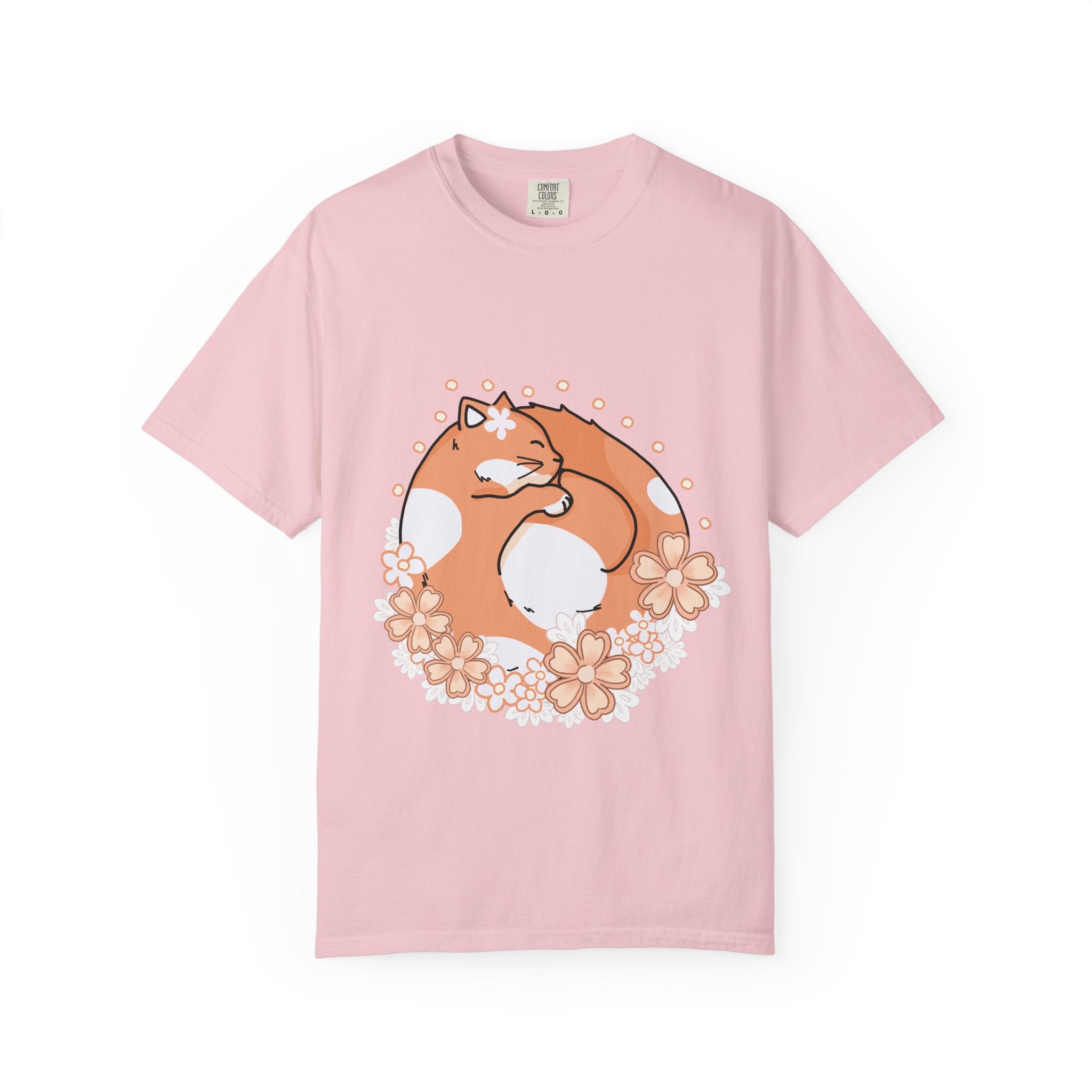 Cozy Cat Floral T-Shirt, Relaxed Vibes Shirt for Cat Lovers, Ideal Gift for Birthdays, Casual Wear, Everyday Comfort