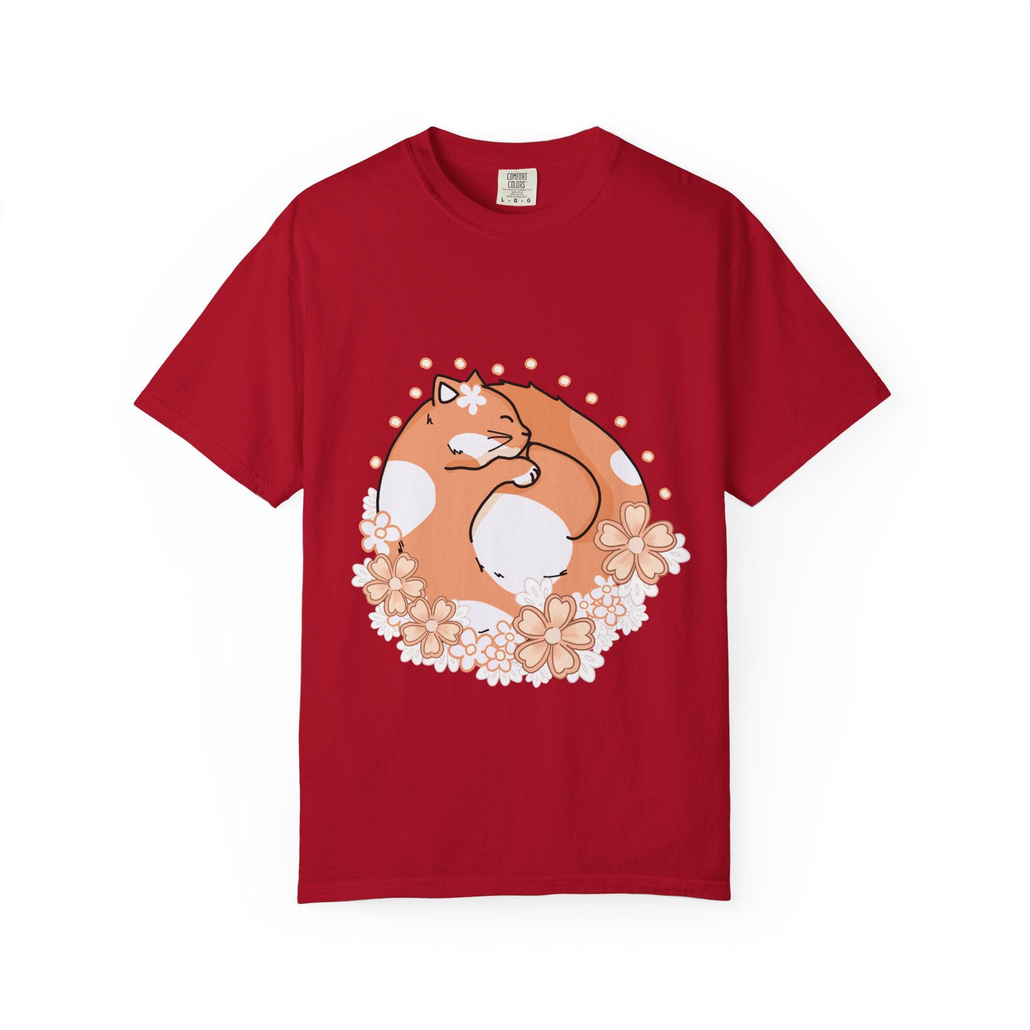 Cozy Cat Floral T-Shirt, Relaxed Vibes Shirt for Cat Lovers, Ideal Gift for Birthdays, Casual Wear, Everyday Comfort
