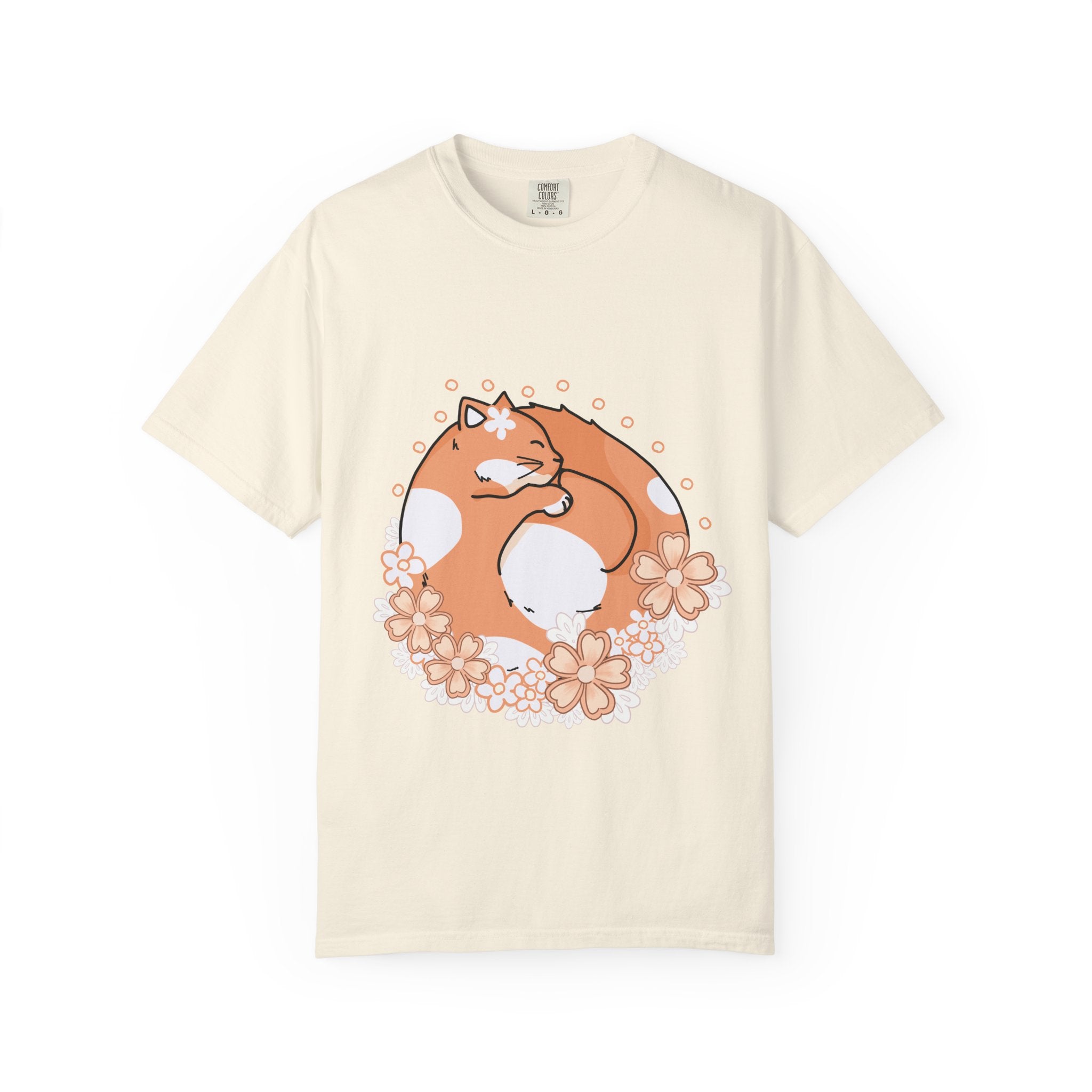 Cozy Cat Floral T-Shirt, Relaxed Vibes Shirt for Cat Lovers, Ideal Gift for Birthdays, Casual Wear, Everyday Comfort
