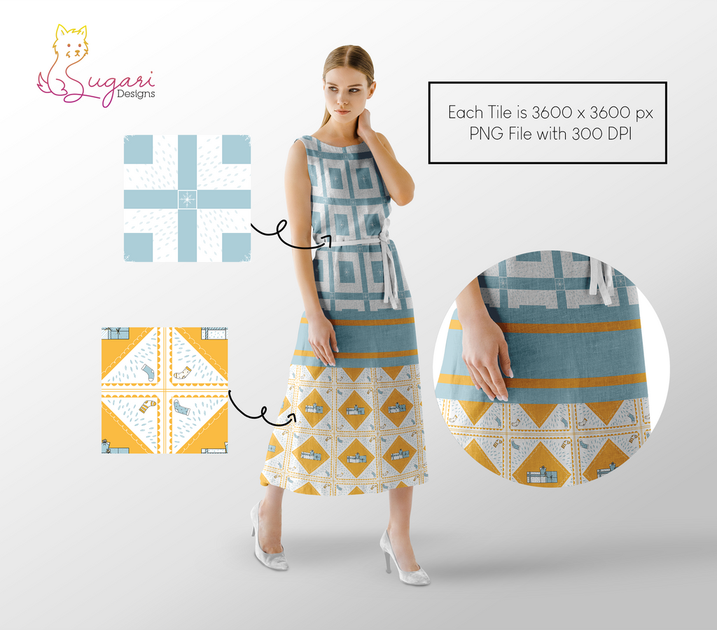 13 Hand-Drawn Square Christmas Tile Block Prints - 300 DPI PNG Flattened Files ugly Xmas sweater