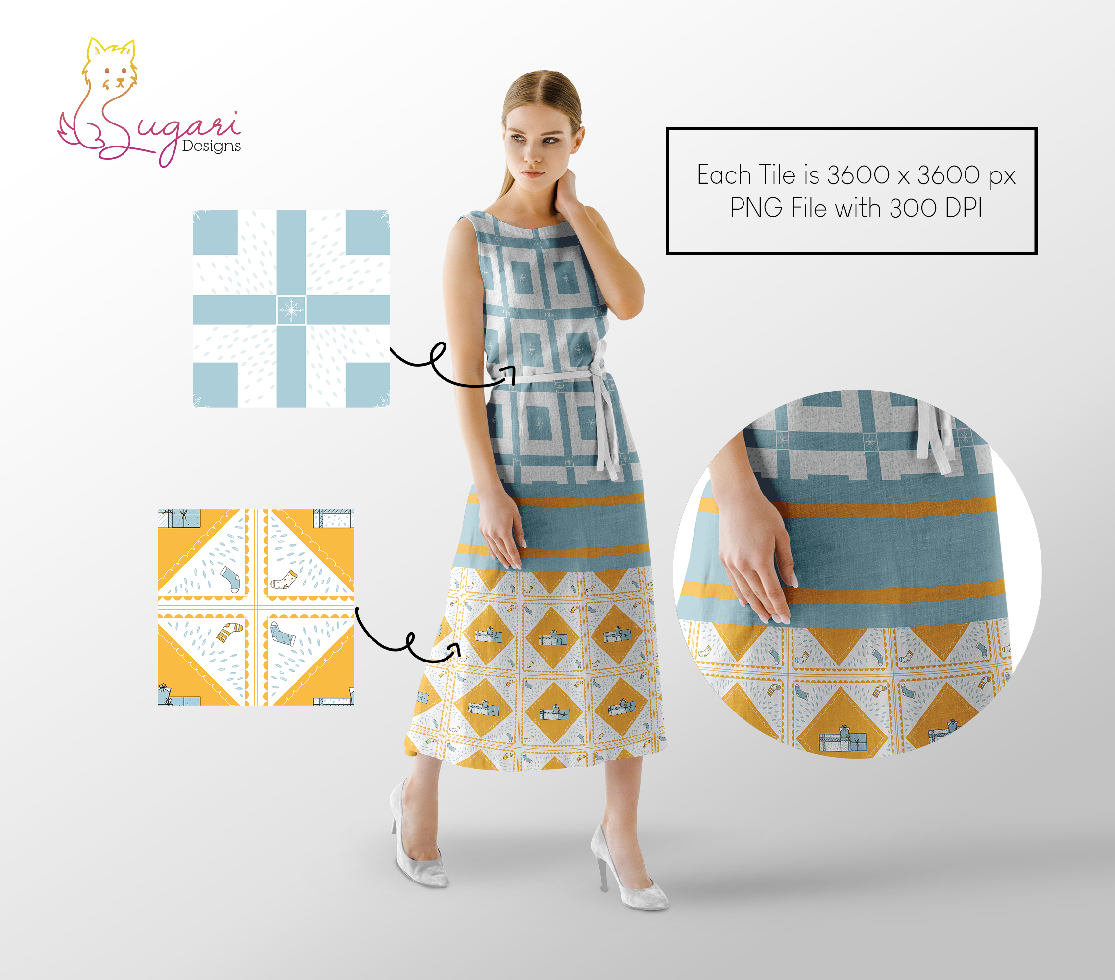 13 Hand-Drawn Square Christmas Tile Block Prints - 300 DPI PNG Flattened Files ugly Xmas sweater