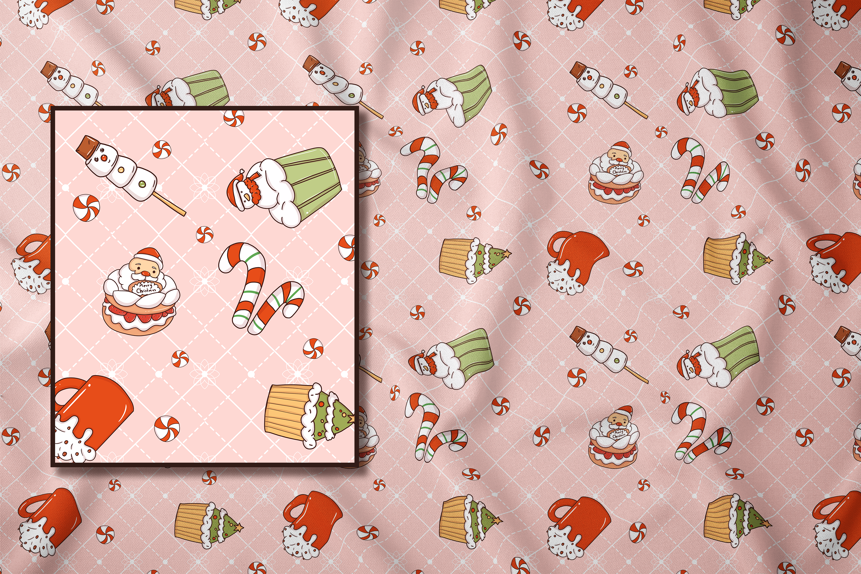 Christmas Dessert Seamless Patterns | Cute Holiday Sweets Clipart & Digital Paper | 300 DPI 12" x 12" | DIGITAL ONLY