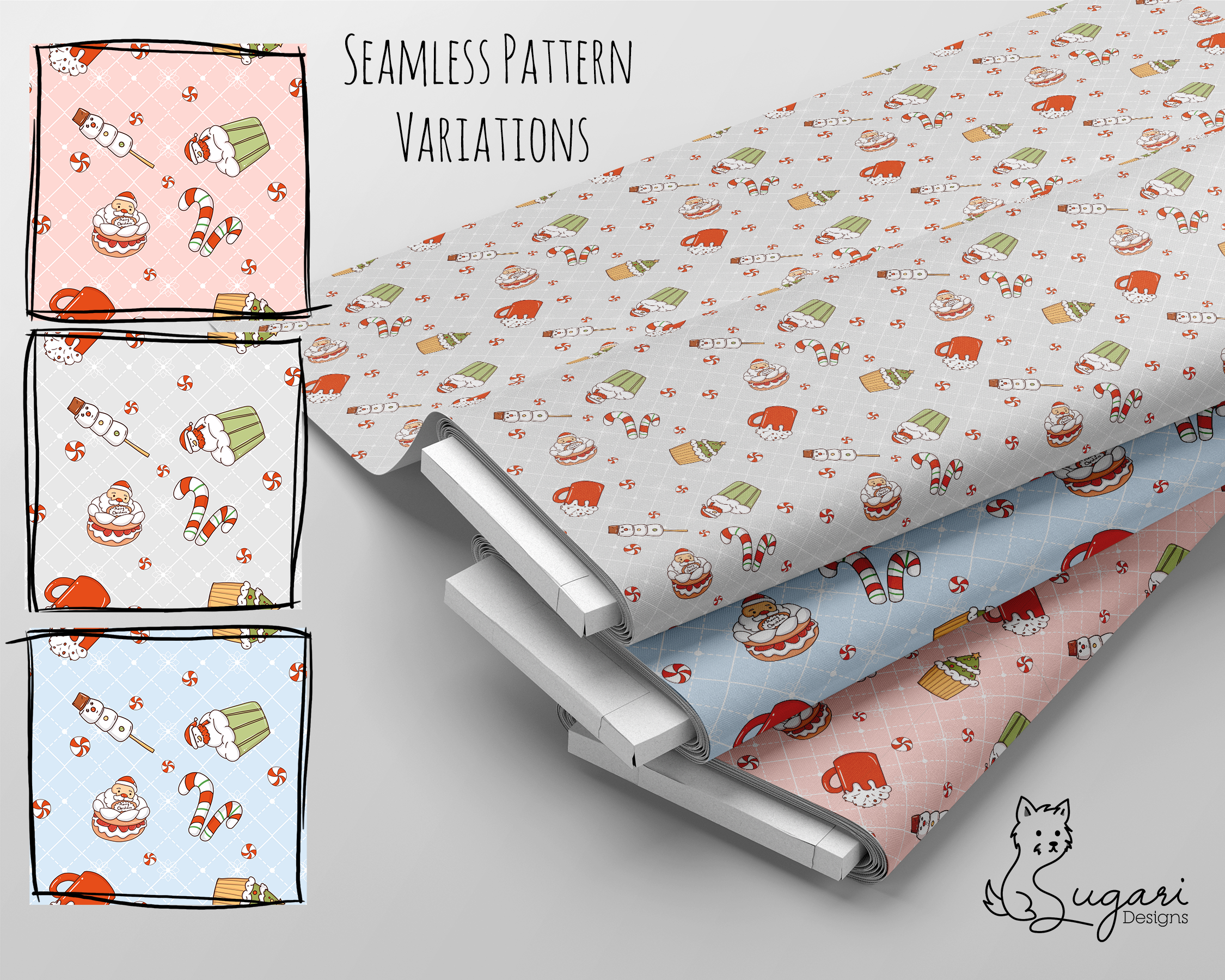 Christmas Dessert Seamless Patterns | Cute Holiday Sweets Clipart & Digital Paper | 300 DPI 12" x 12" | DIGITAL ONLY