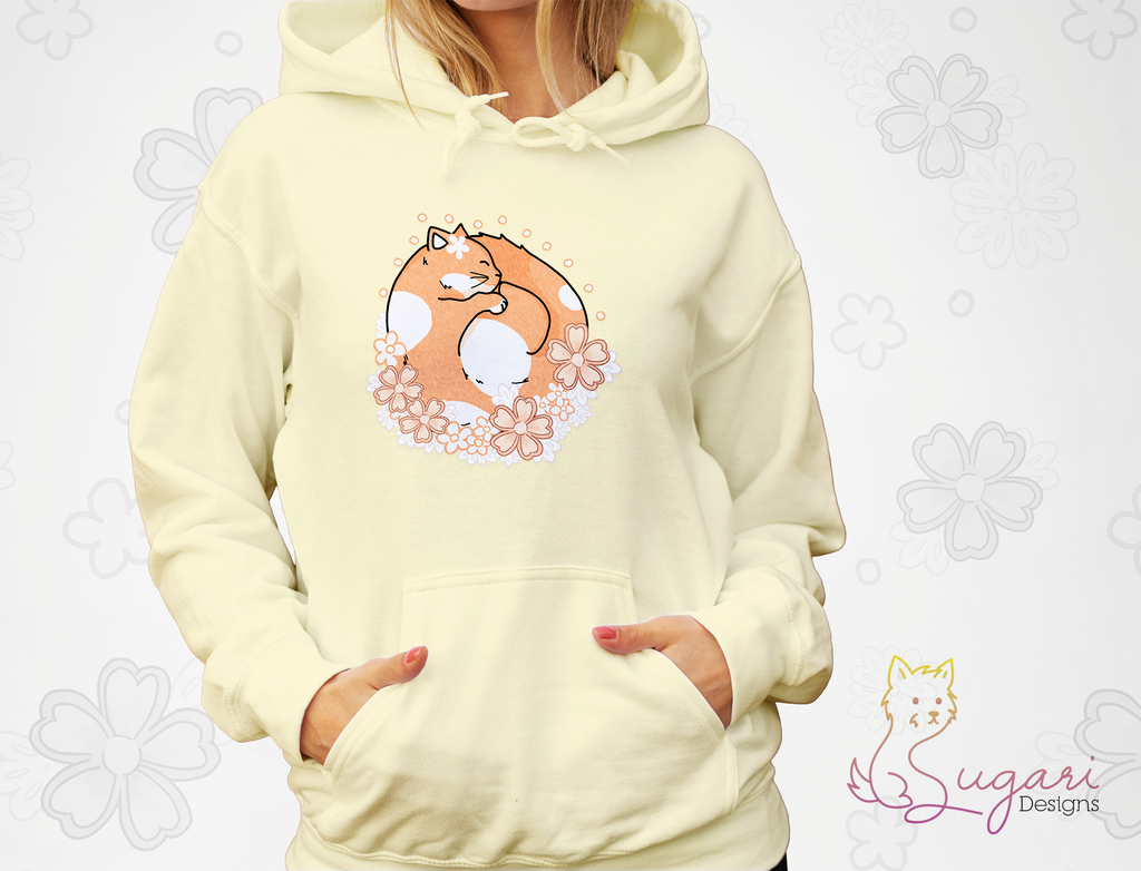 Cats and Naps Seamless Pattern | Kawaii Cat Floral Pattern | Sleeping Cat | Pastel Animal Printable | 300 DPI 12" x 12" | DIGITAL ONLY