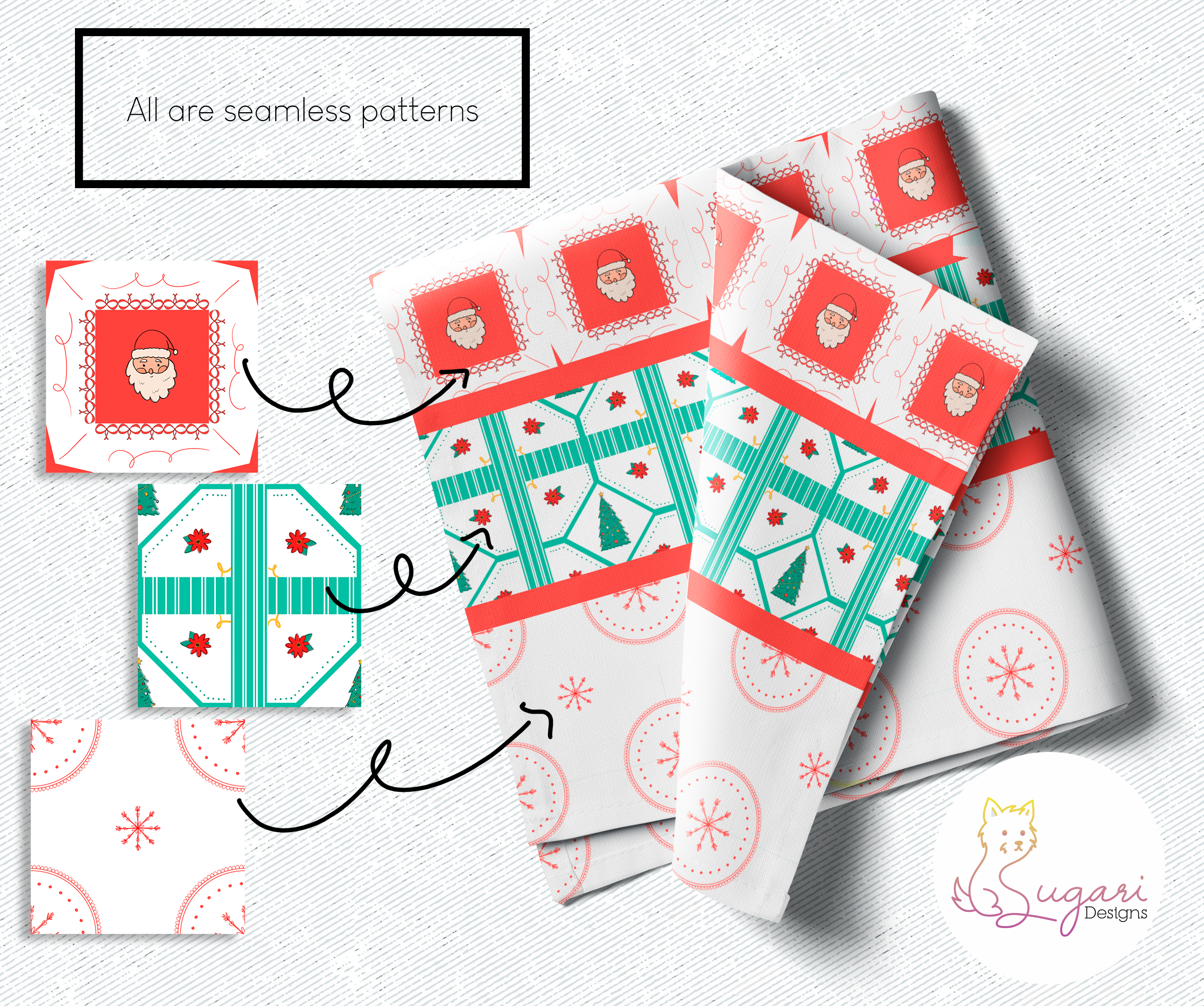 13 Hand-Drawn Square Christmas Tile Block Prints - 300 DPI PNG Flattened Files ugly Xmas sweater